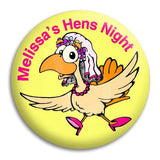 Hens Night Bridal Hen On Yellow Button Badge
