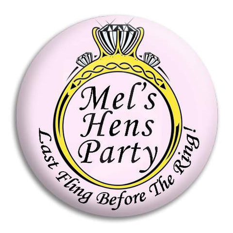 Hens Party Diamond Ring Customisable Button Badge