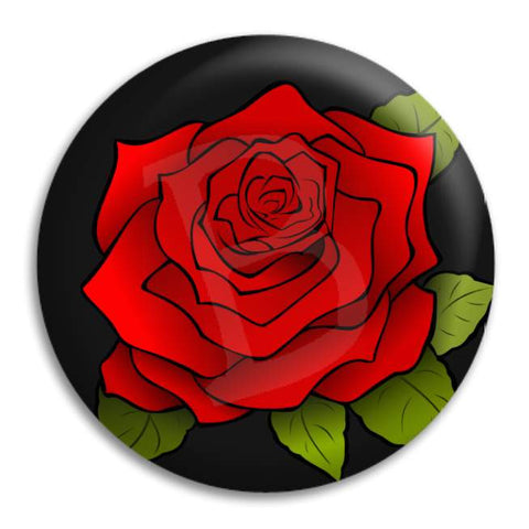 Red Rose Button Badge