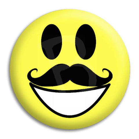 Smiley Mo Button Badge