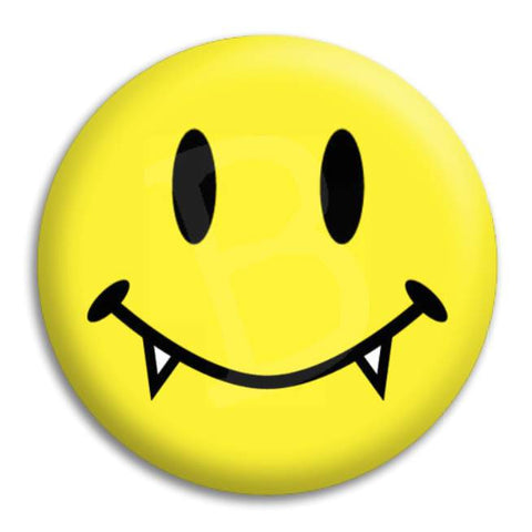 Smiley Vampire Button Badge
