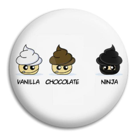 Vanilla Chocolate Ninja Cupcakes Button Badge