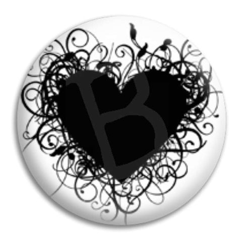 Heart Black Button Badge