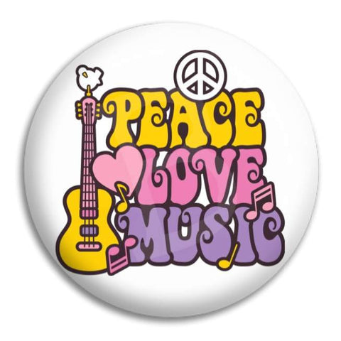 Peace Love Music Button Badge