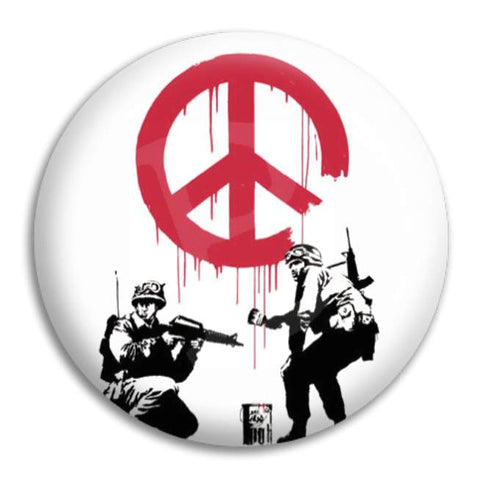 Banksy Peace Soldiers Button Badge