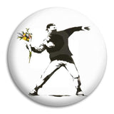 Banksy Throwing Flowers Button Badge