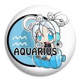 Cartoon Aquarius Button Badge