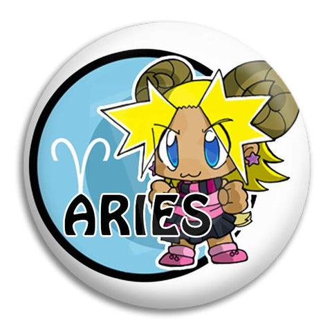 Cartoon Aries Button Badge