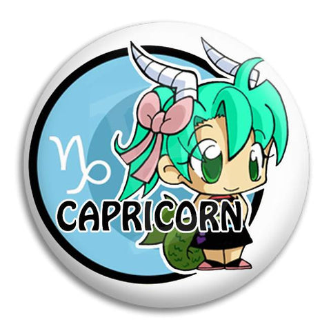 Cartoon Capricorn Button Badge