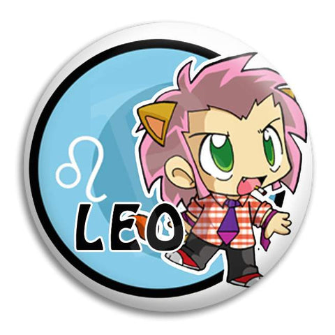 Cartoon Leo Button Badge