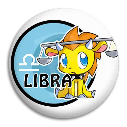 Cartoon Libra Button Badge
