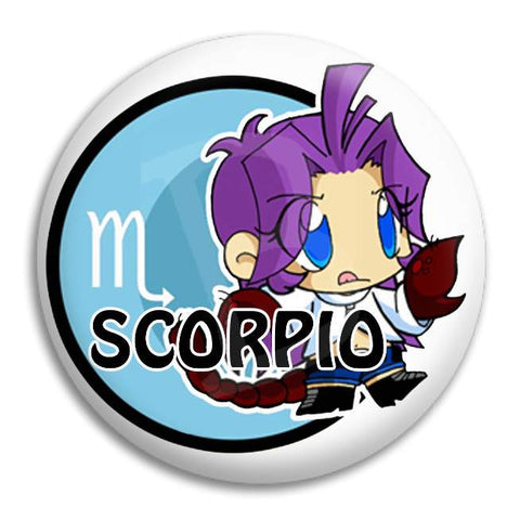 Cartoon Scorpio Button Badge