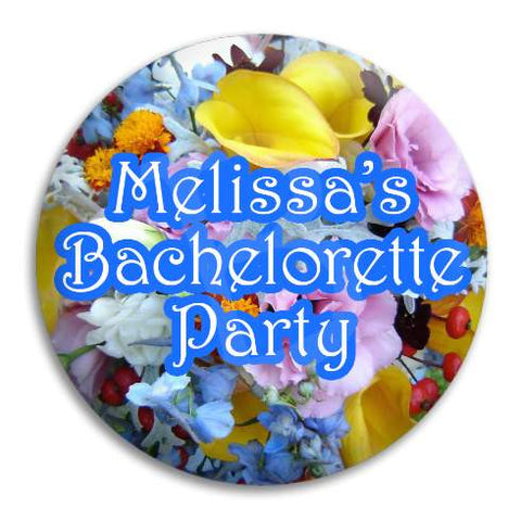 Hens Bachelorette Wildflowers Customisable Button Badge