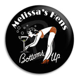 Hens Night Bottoms Up Button Badge