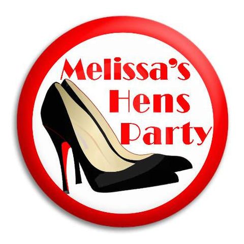 Hens Party Black Heels Customisable Button Badge