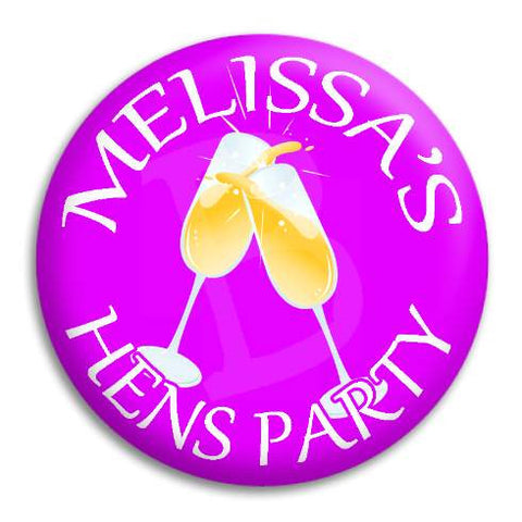 Hens Party Champagne Customisable Button Badge