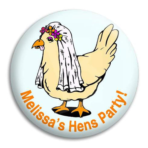 Hens Party Chicken Bride Customisable Button Badge