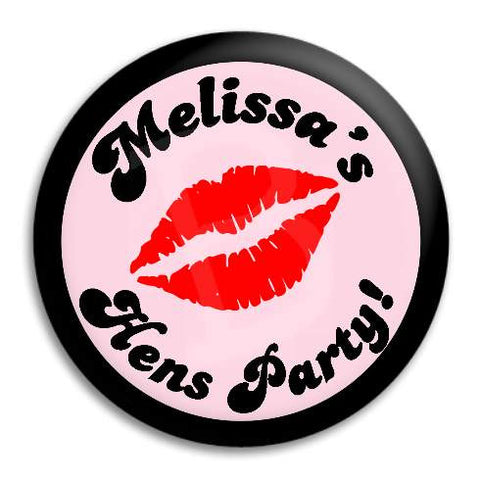 Hens Party Pouty Lips Customisable Button Badge