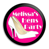 Hens Party White Heels Button Badge