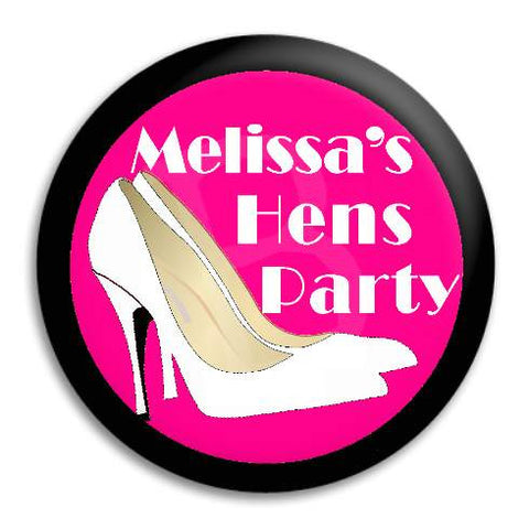 Hens Party White Heels Customisable Button Badge