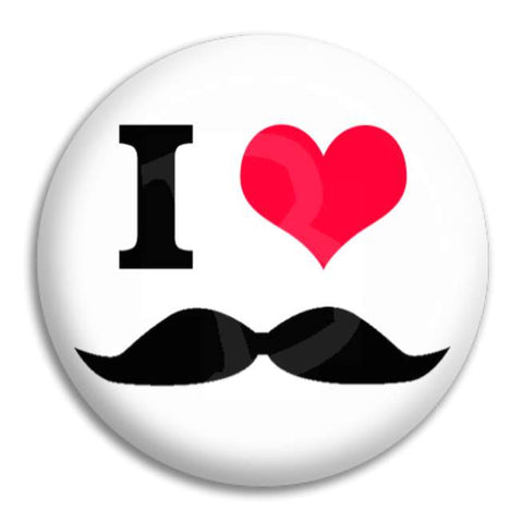 I Heart Moustache Button Badge