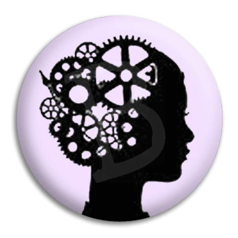 Steampunk Cameo Button Badge